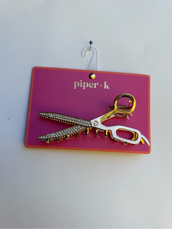 Piper K Accessories - Piper K Gold Rhinestone Scissors Metal Hair Clip